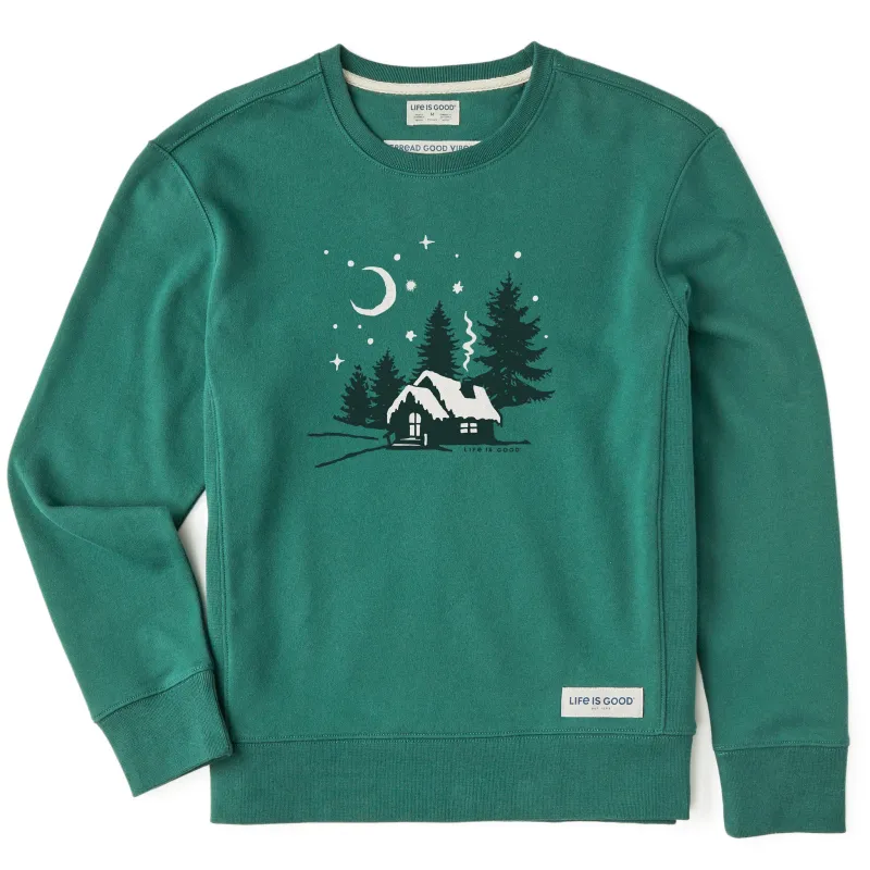 Women's Moonlit Cottage Simply True Crew sold by Life is Good