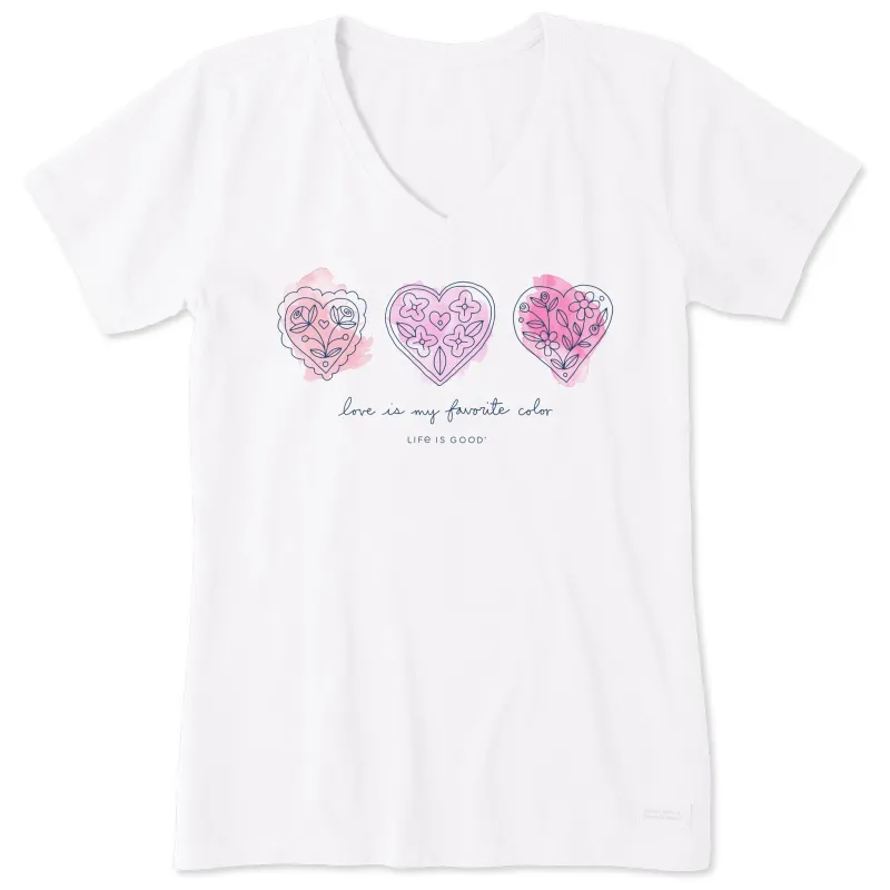 Women's 3 Doodle Hearts Short Sleeve Vee sold by Life is Good