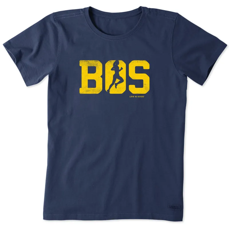 Women's Run Boston Woman Silhouette Short Sleeve Crusher Tee sold by Life is Good