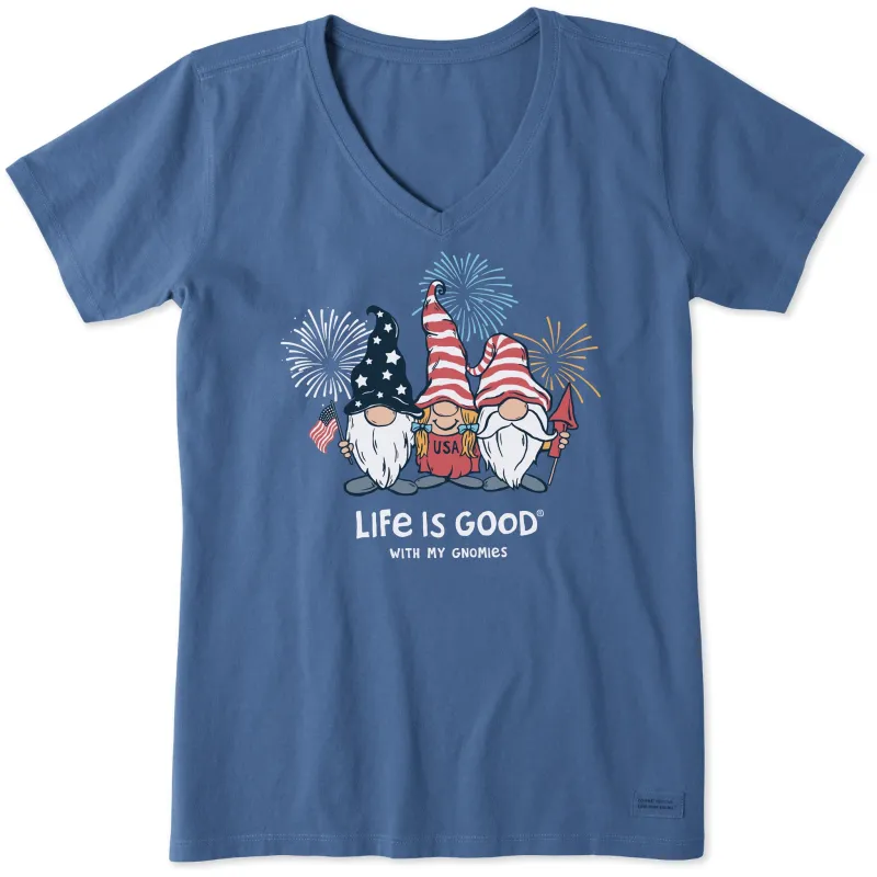 Women's USA Gnomes Short Sleeve Crusher Vee sold by Life is Good