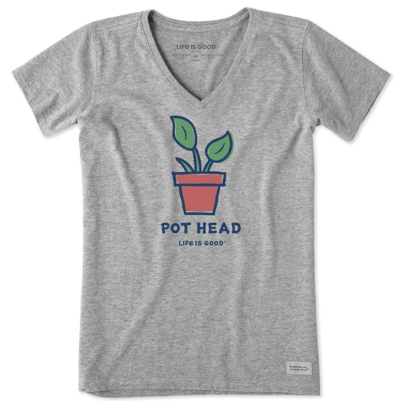 Women's Pot Head Plant Short Sleeve Crusher-LITE Vee sold by Life is Good