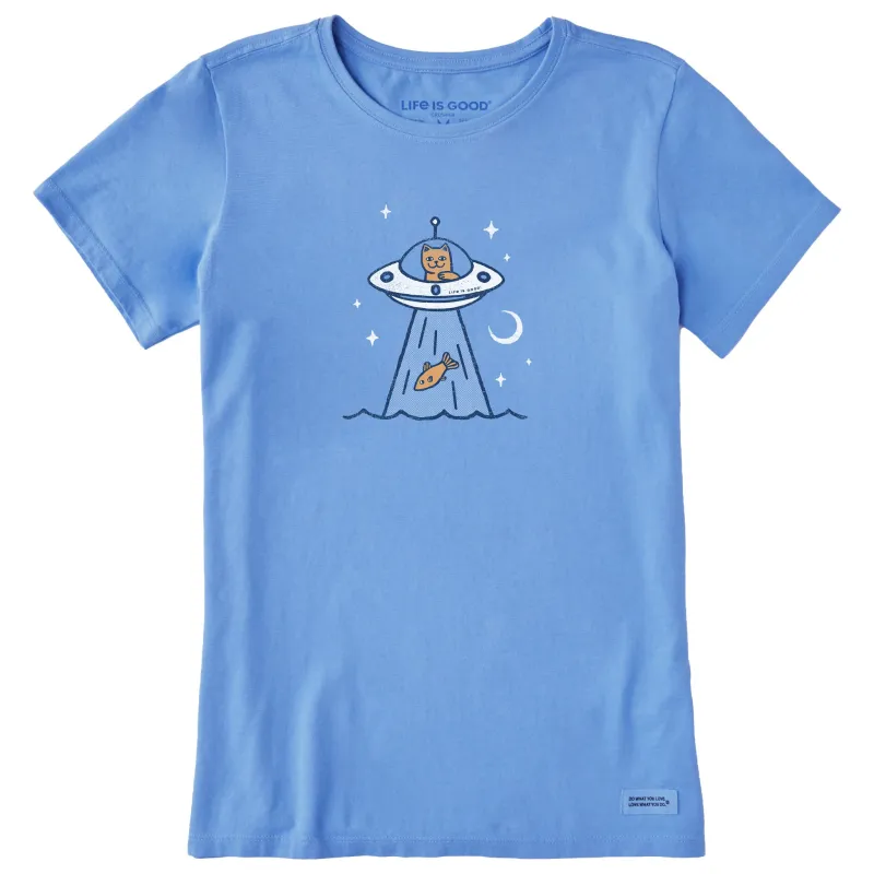 Women's UFO Cat Short Sleeve Crusher Tee sold by Life is Good