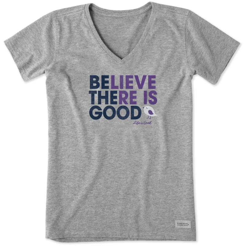 Women's Be The Good Bird Short Sleeve Crusher Vee sold by Life is Good