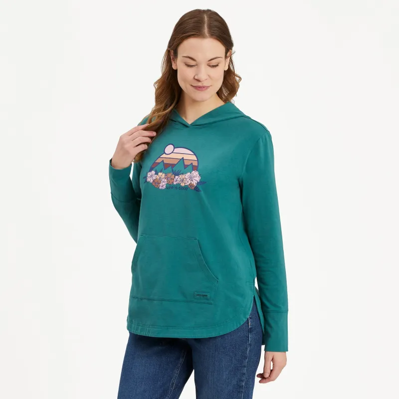 Women's Retro Mountains Floral Crusher-FLEX Hoodie Tunic sold by Life is Good