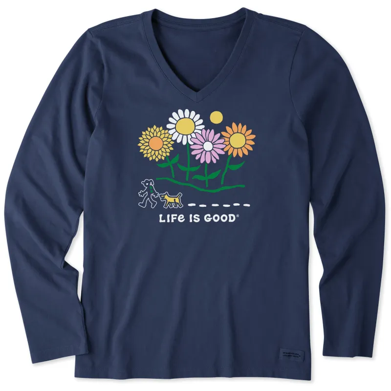 Women's Jackie and Rocket Wildflowers Long Sleeve Crusher Vee sold by Life is Good