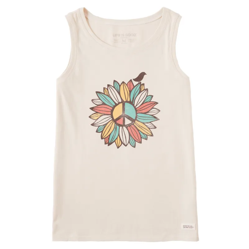Women's Peace Sign Flower Crusher Tank sold by Life is Good