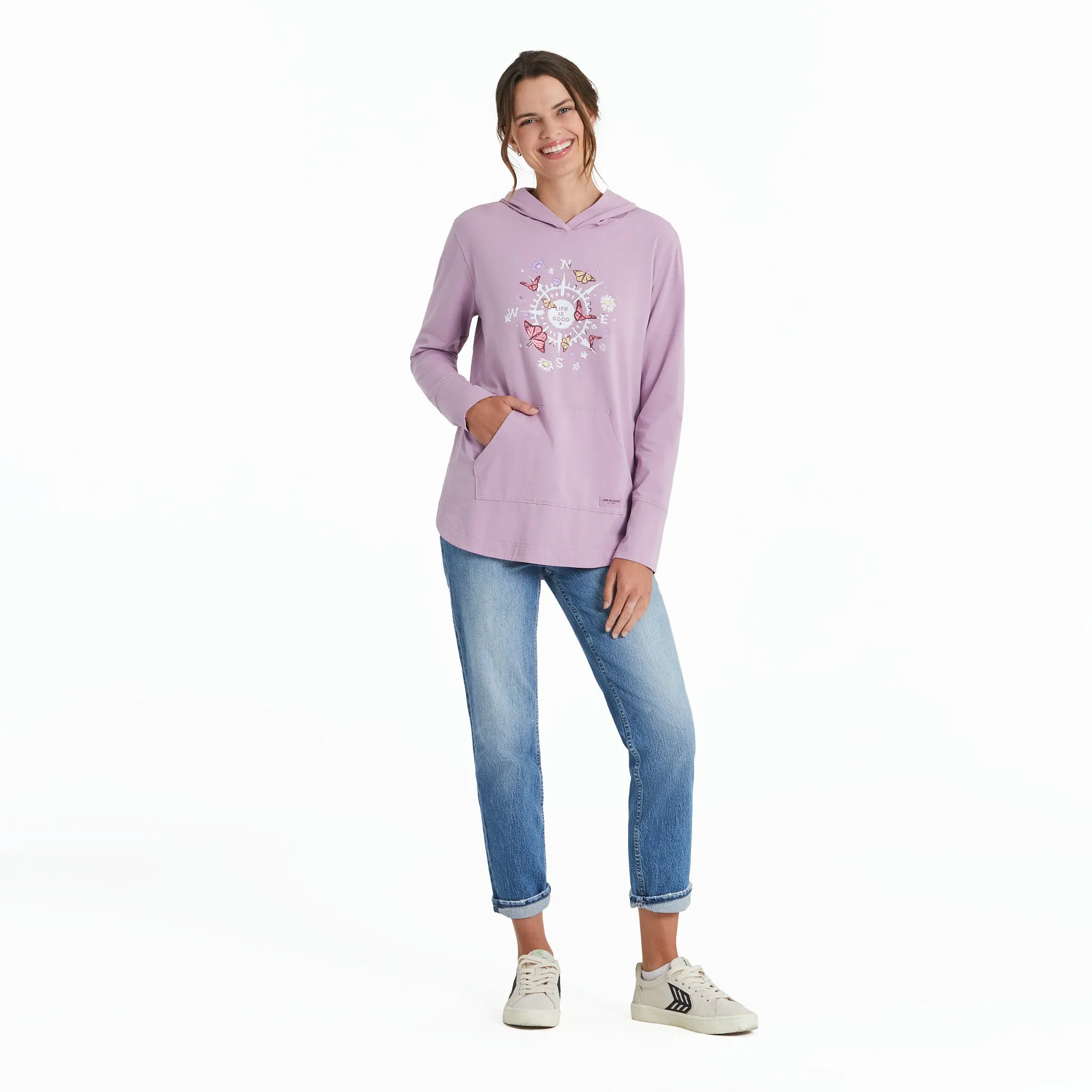 Women's Butterfly and Floral Compass Crusher-FLEX Hoodie Tunic sold by Life is Good product image thumbnail 5