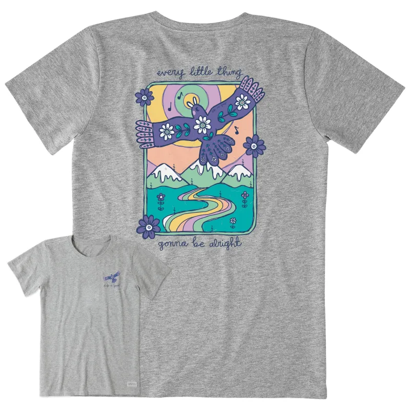 Women's Every Little Thing Bird and Mountains Short Sleeve Crusher Tee sold by Life is Good