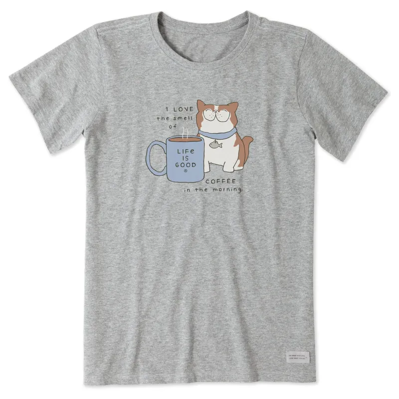 Women's Smell of Coffee Exotic Cat Short Sleeve Tee made by Life is Good