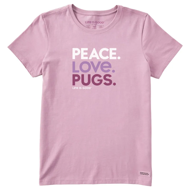 Women's Peace. Love. Pugs. Short Sleeve Tee sold by Life is Good