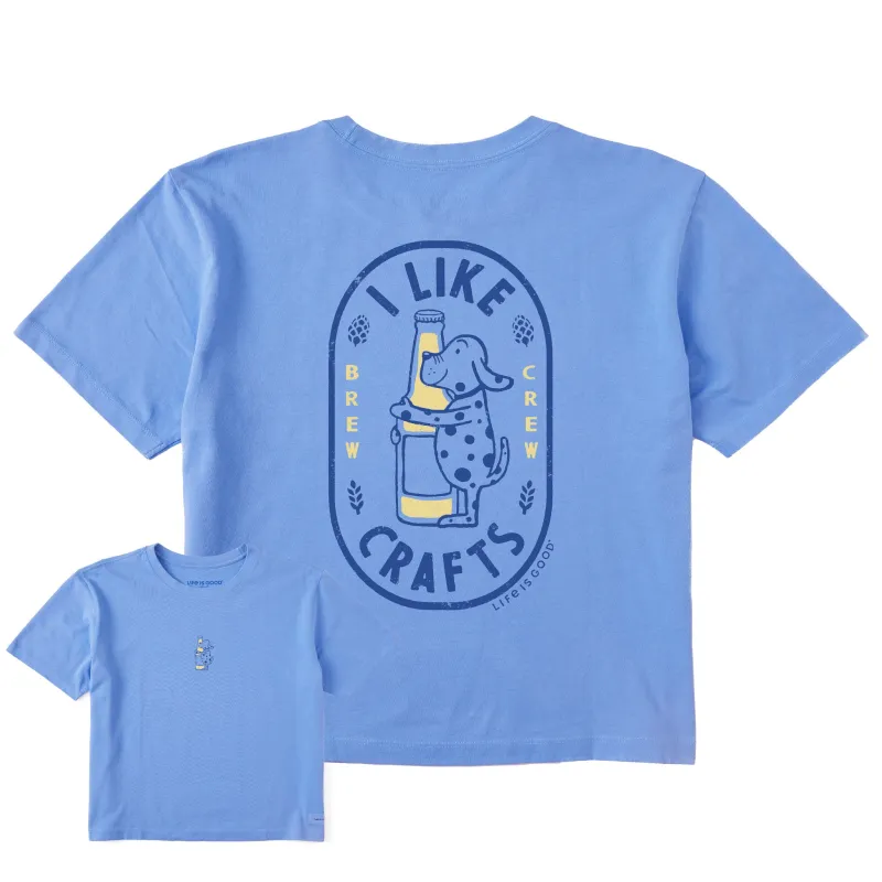 Women's I Like Crafts Dog Label Short Sleeve Crusher Boxy Tee sold by Life is Good