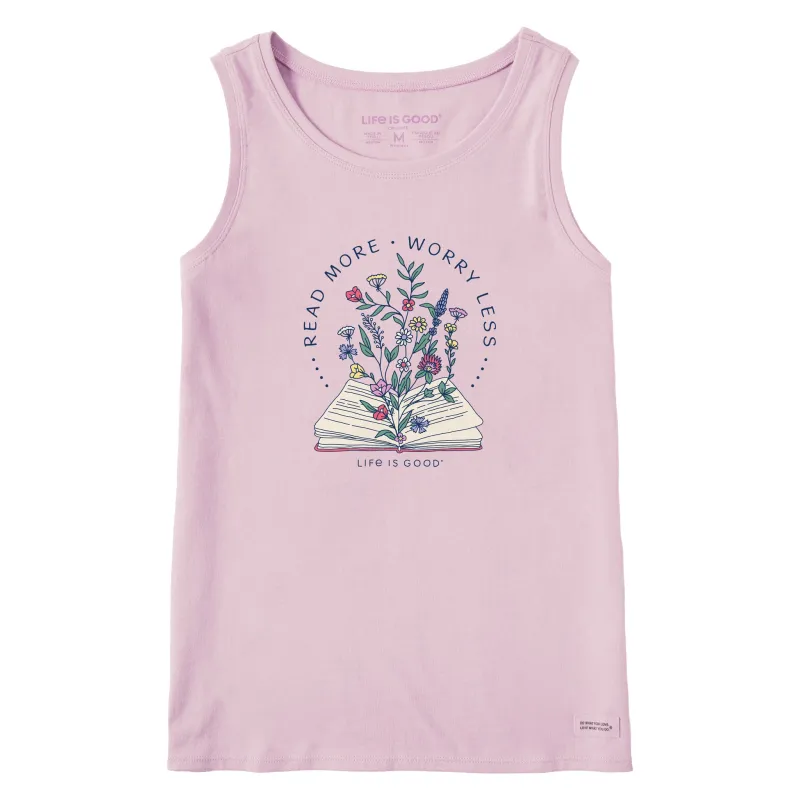 Women's Read More Flower Book Crusher Tank sold by Life is Good