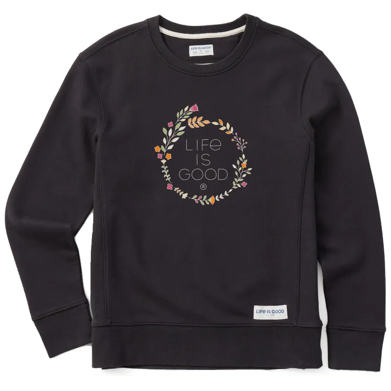 Women's Branded Stacked Floral Coin Simply True Fleece Crew sold by Life is Good