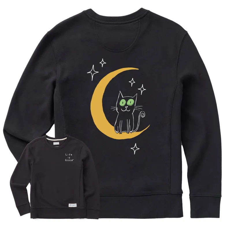 Women's Moon Cat Simply True Fleece Crew sold by Life is Good