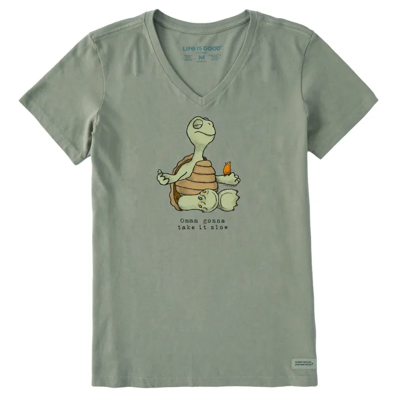 Women's Omm Gonna Take it Slow Turtle Short Sleeve Crusher Vee sold by Life is Good
