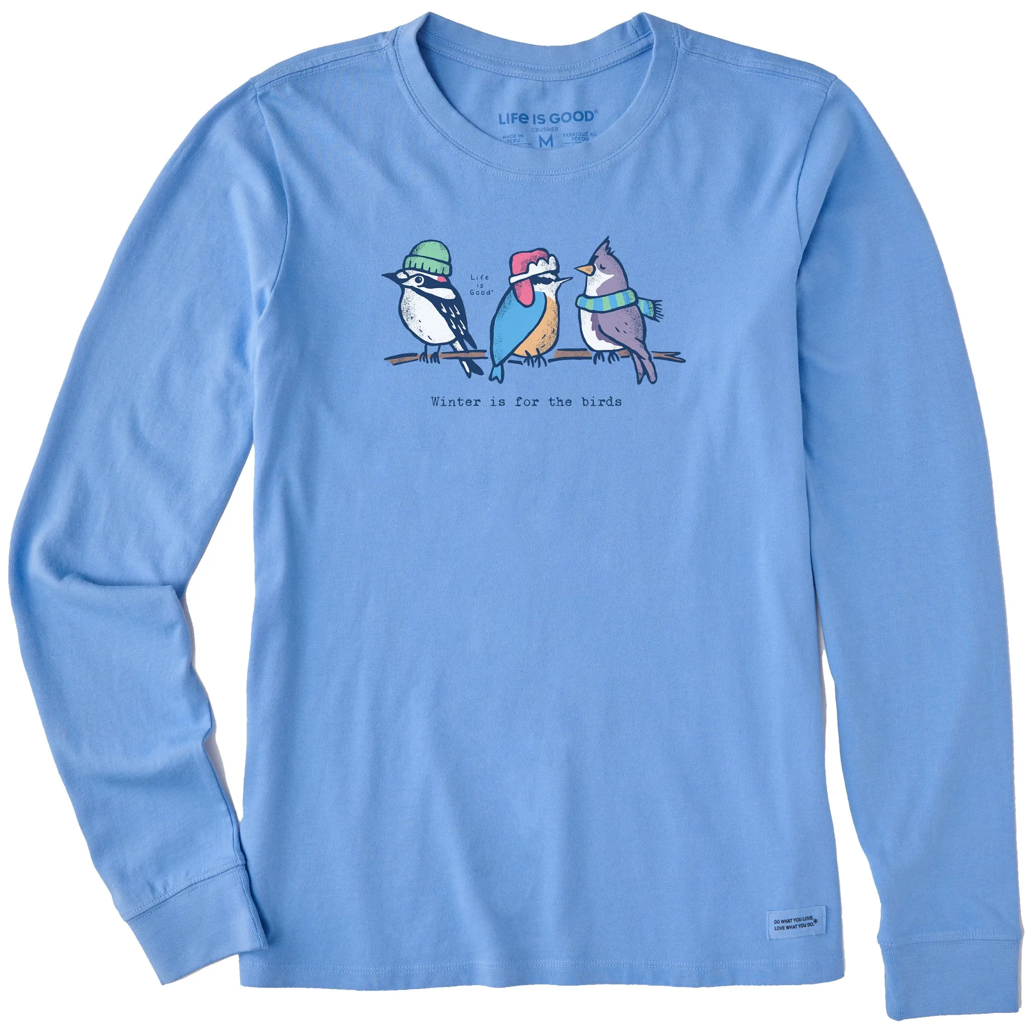 Women's Birds Winter is for the Birds Long Sleeve Crusher Tee sold by Life is Good