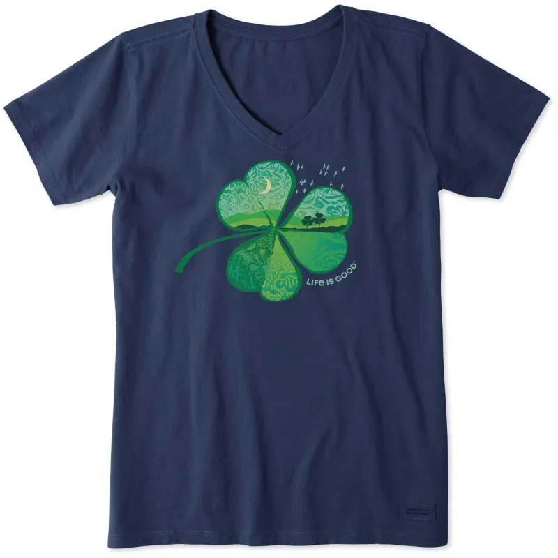 Women's Cloverfield Short Sleeve Crusher Vee sold by Life is Good