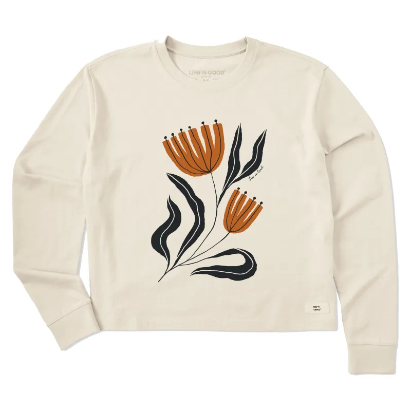 Women's Rustic Flowers Long Sleeve Crusher Boxy Tee sold by Life is Good