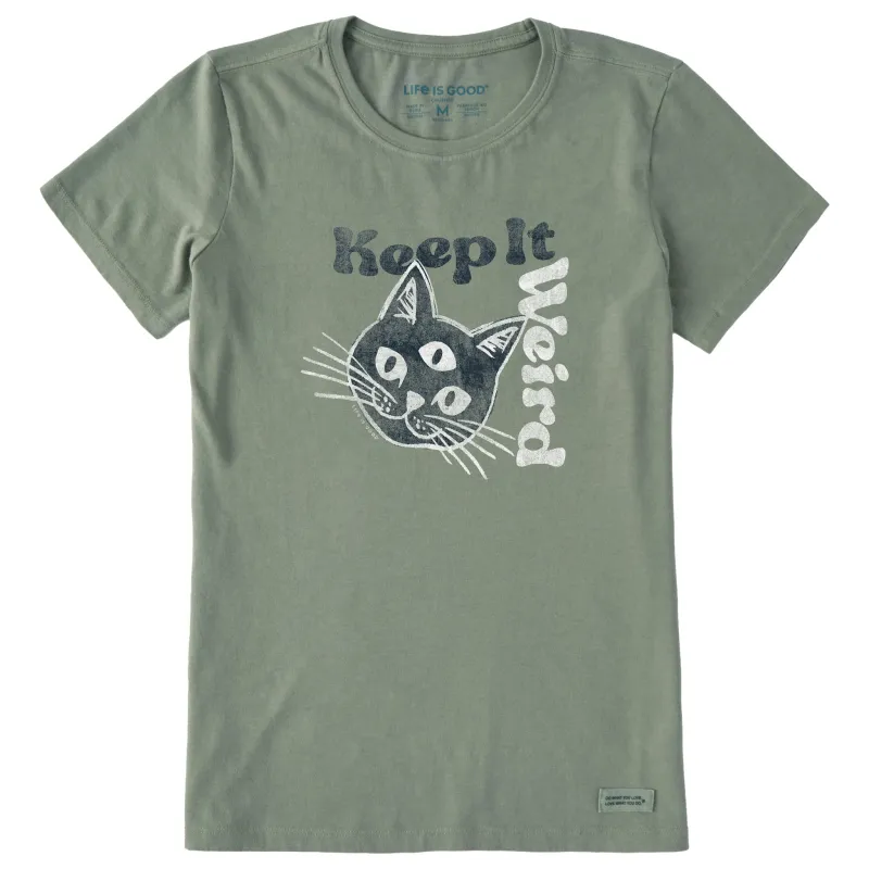 Women's Keep it Weird Cat Short Sleeve Crusher Tee made by Life is Good