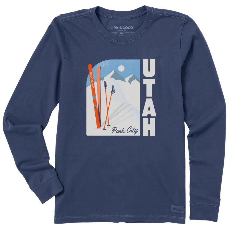 Women's Park City Utah Skis Long Sleeve Crusher Tee sold by Life is Good