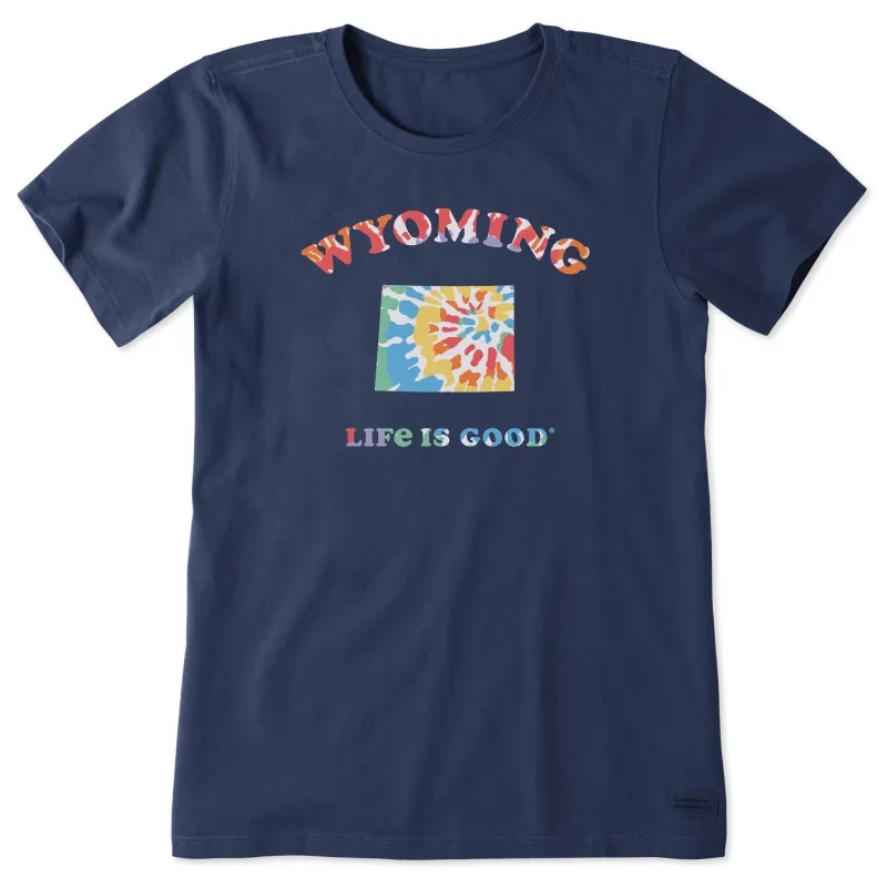 Women's Tie Dye Wyoming Short Sleeve Crusher Tee sold by Life is Good
