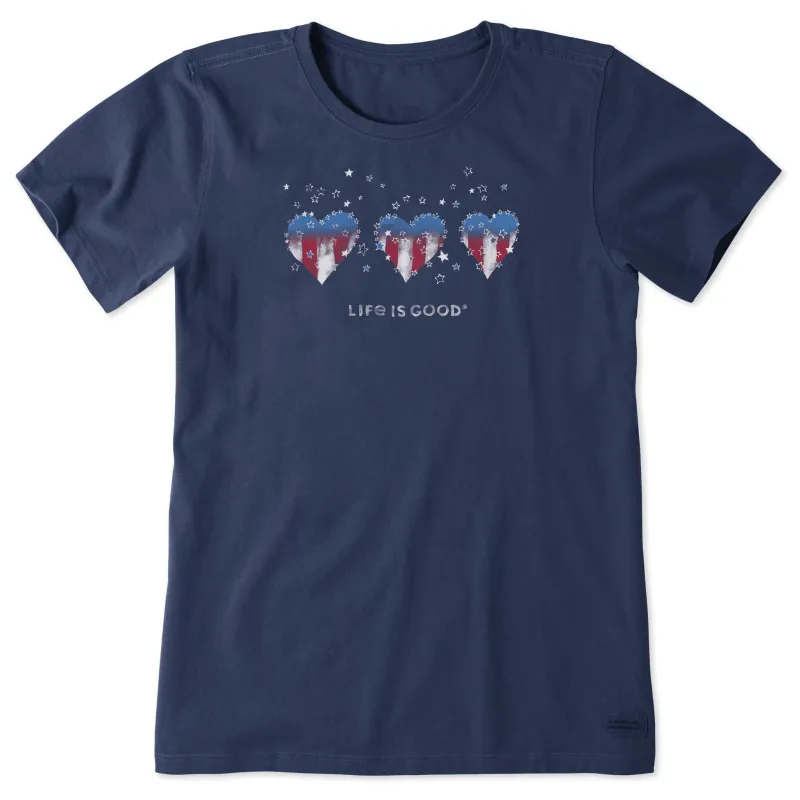 Women's Americana Hearts Stars and Stripes Short Sleeve Crusher Tee sold by Life is Good
