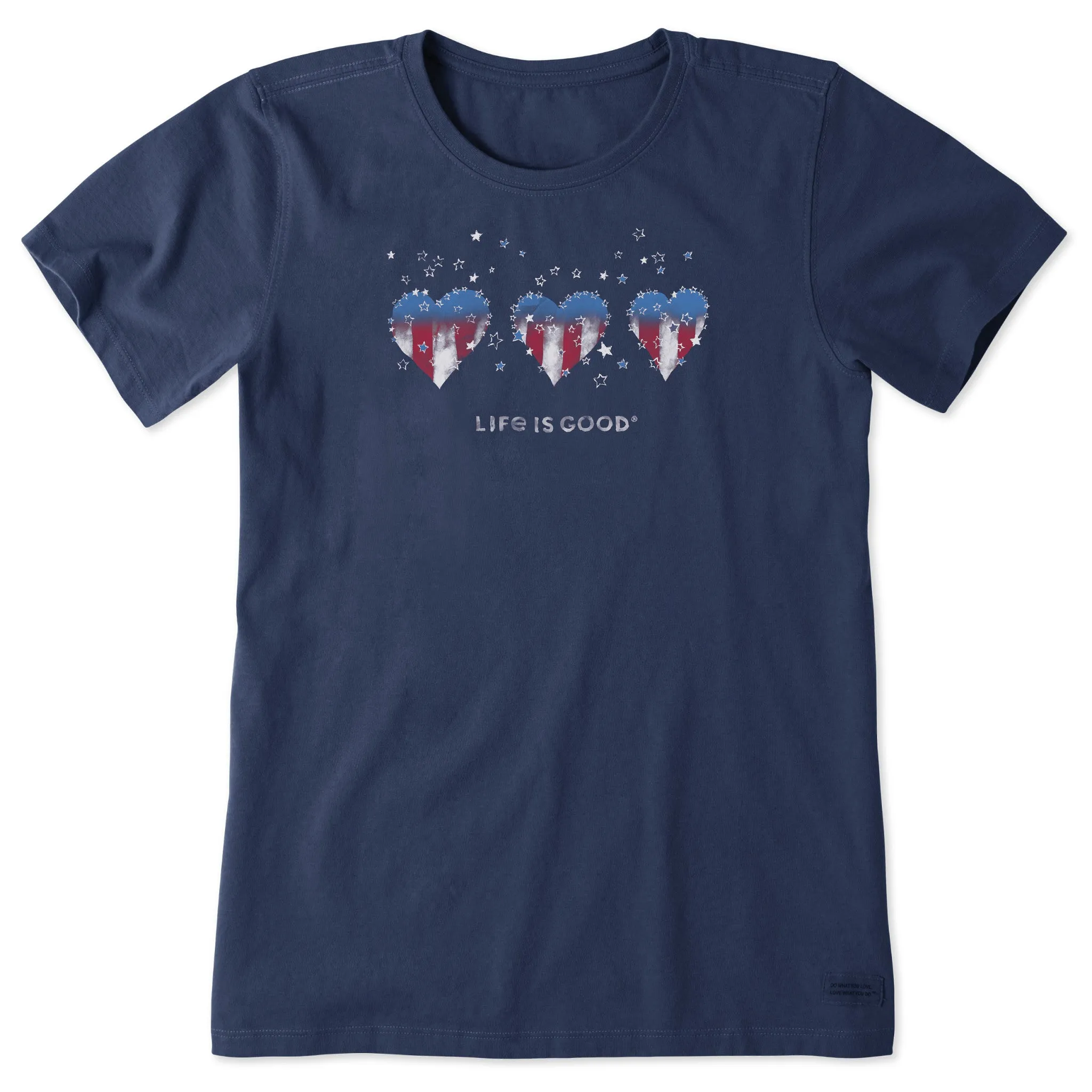 Women's Americana Hearts Stars and Stripes Short Sleeve Crusher Tee sold by Life is Good