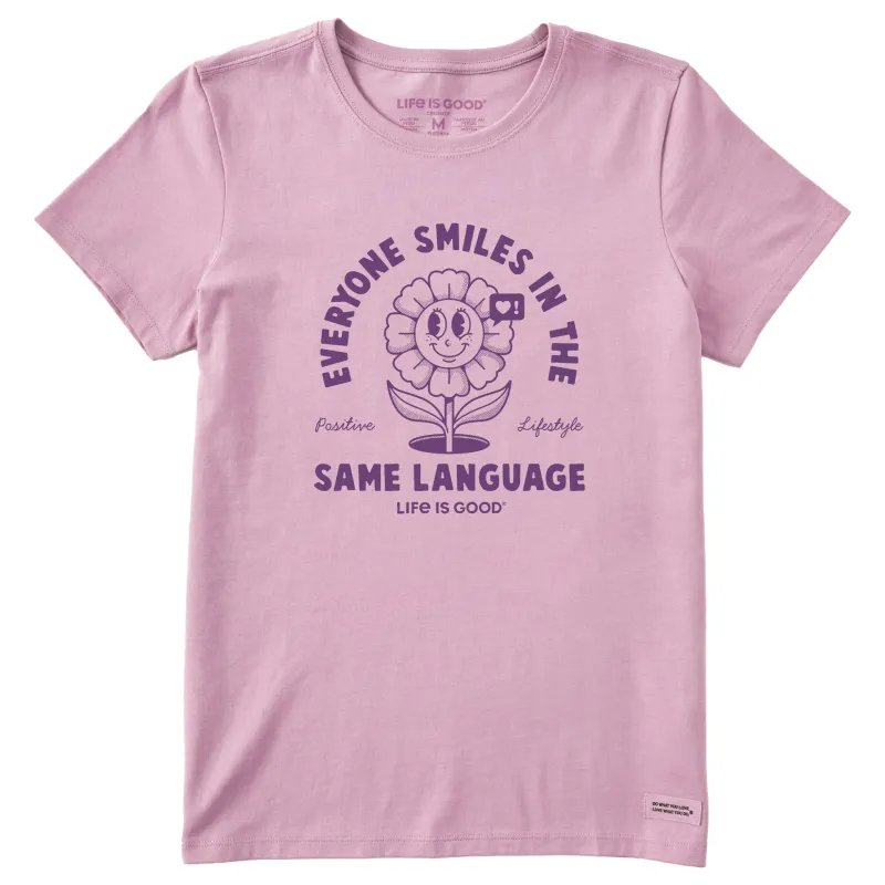 Women's Everyone Smiles Flower Short Sleeve Tee sold by Life is Good