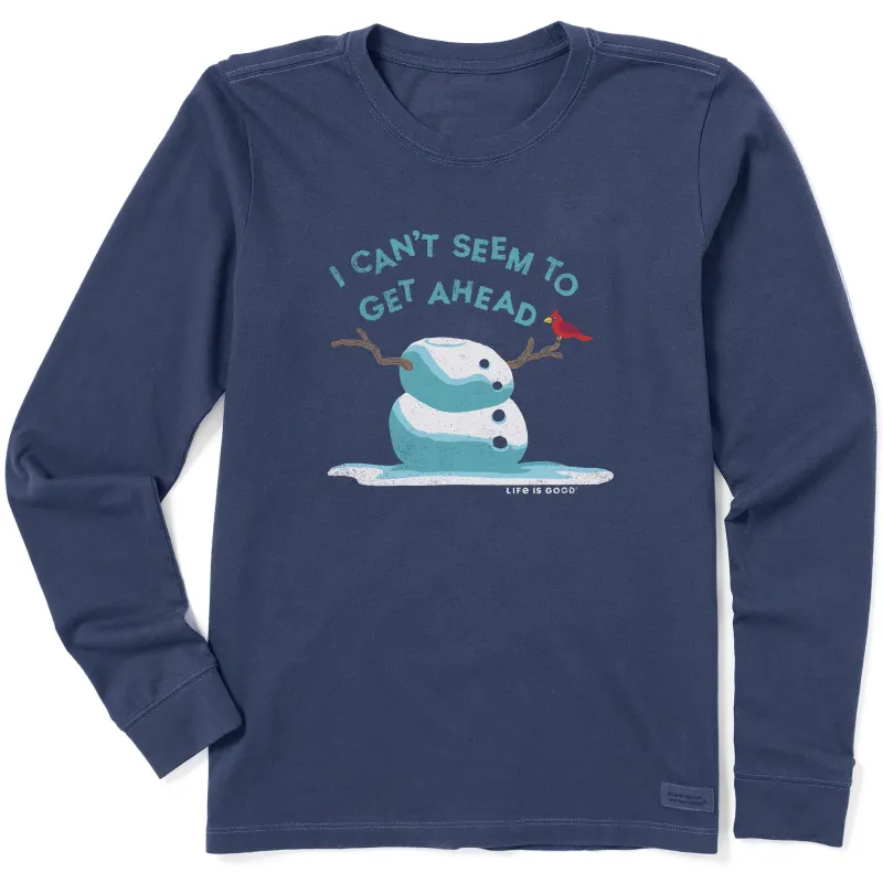 Women's Get Ahead Snowman Long Sleeve Crusher Tee sold by Life is Good
