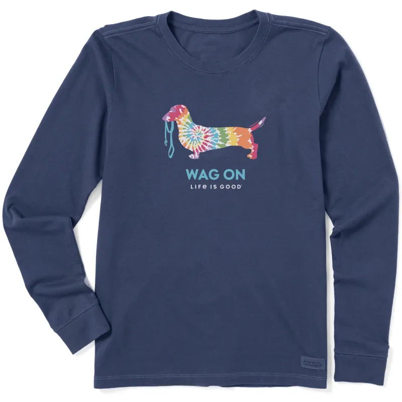 Women's Tie Dye Dachshund Long Sleeve Crusher Tee made by Life is Good