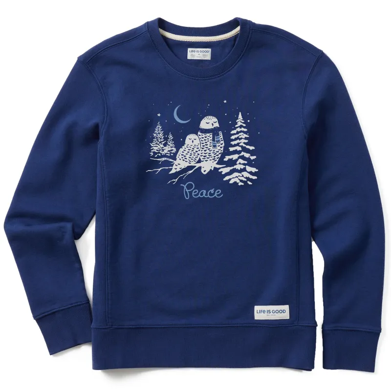 Women's Peace Owls Simply True Crew sold by Life is Good