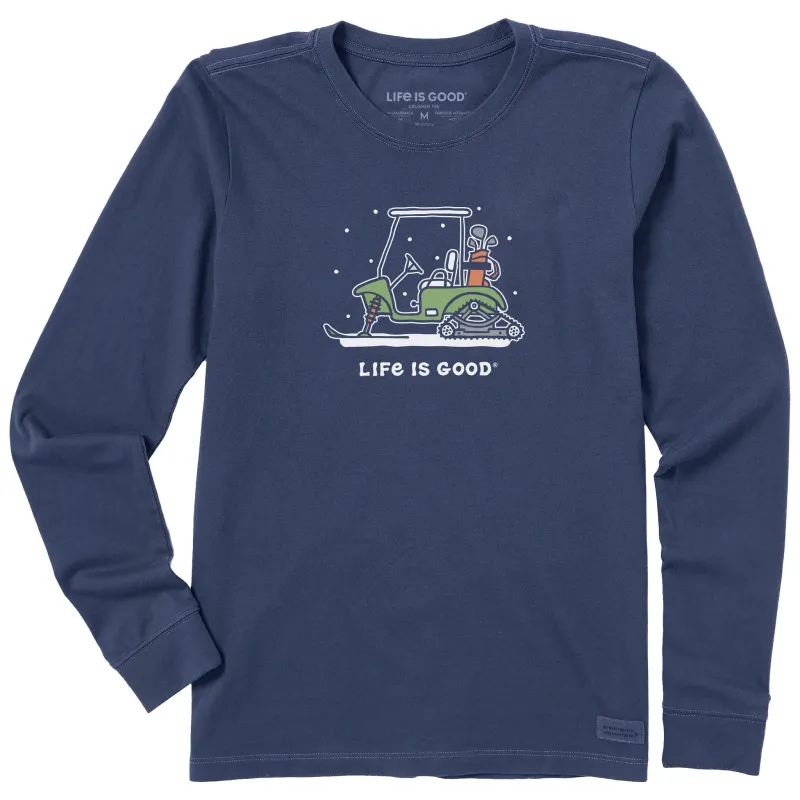 Women's Snowy Golf Cart Long Sleeve Crusher Tee sold by Life is Good