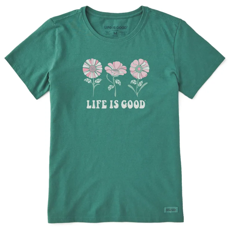 Women's 3 Flowers Short Sleeve Crusher Tee sold by Life is Good