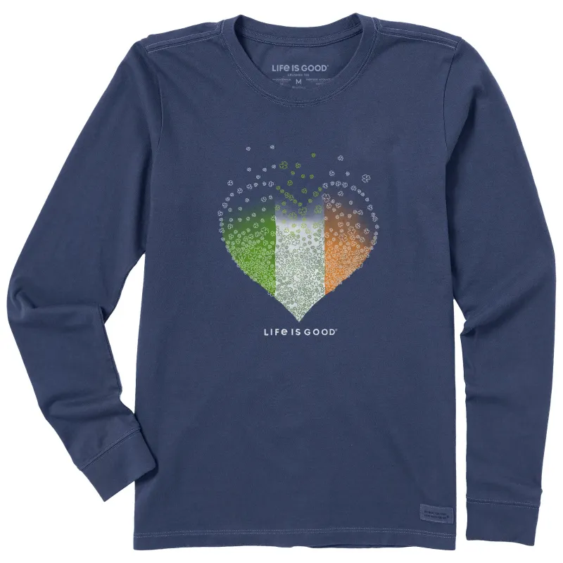 Women's Irish Heart Shamrock Fade Long Sleeve Crusher Tee sold by Life is Good