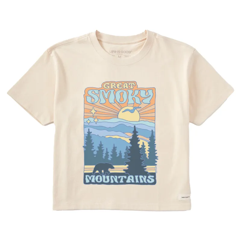 Women's Great Smoky Mountains Poster Short Sleeve Crusher Boxy Tee made by Life is Good