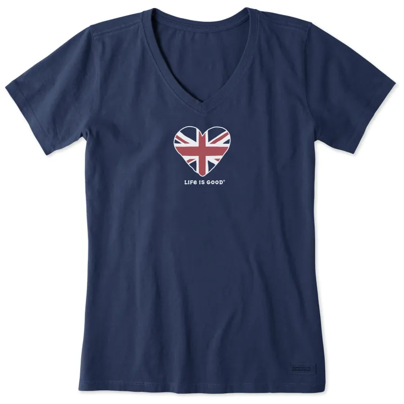 Women's British Heart Short Sleeve Vee sold by Life is Good