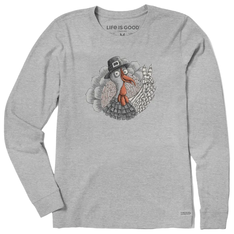 Women's Peaceful Turkey Long Sleeve Crusher Tee made by Life is Good