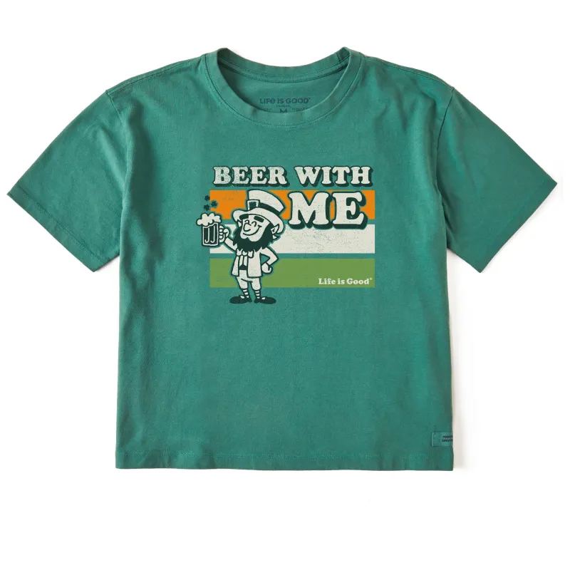 Women's Leprechaun Beer with Me Short Sleeve Crusher Boxy Tee sold by Life is Good