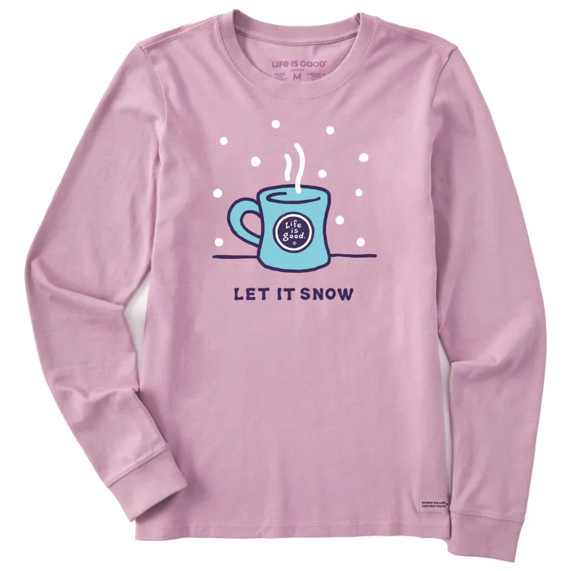 Women's Let it Snow Mug Long Sleeve Crusher Tee made by Life is Good