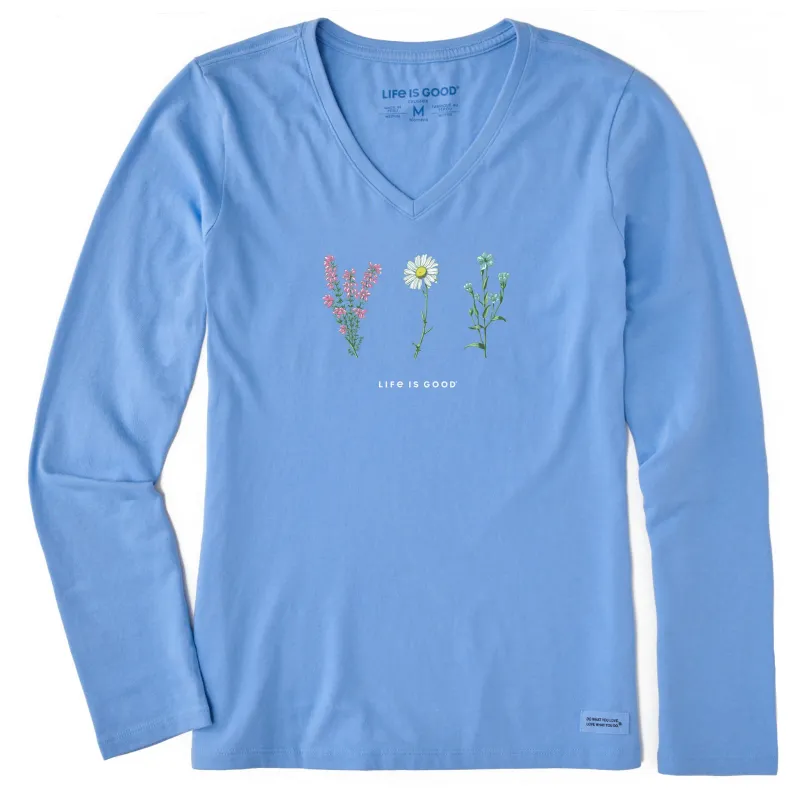 Women's Detailed Wildflowers Long Sleeve Crusher Vee made by Life is Good