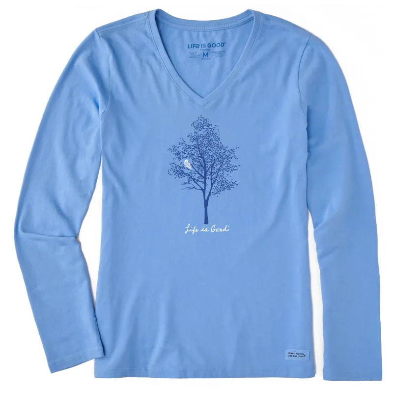 Women's Snowy Owl Long Sleeve Crusher Vee sold by Life is Good