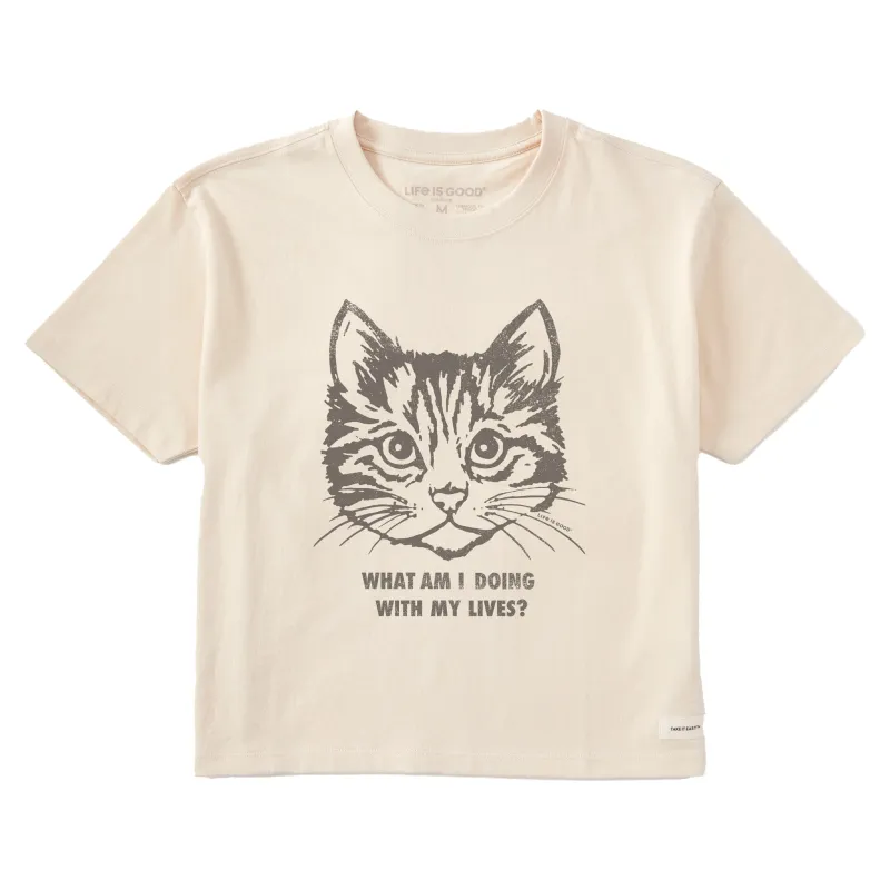 Women's Cat Lives Short Sleeve Crusher Boxy Tee sold by Life is Good
