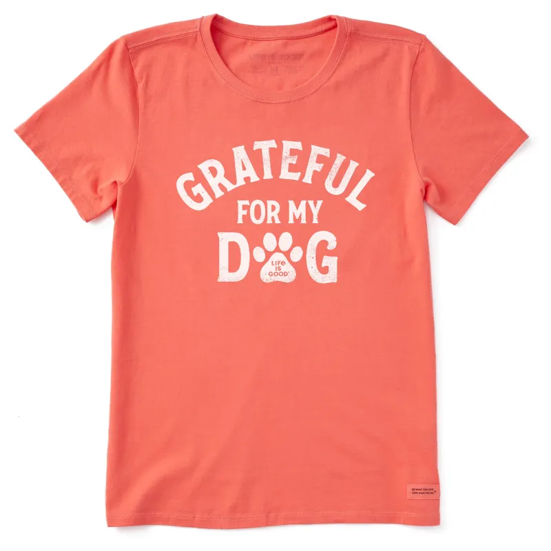 Women's Grateful for my Dog Short Sleeve Crusher Tee sold by Life is Good