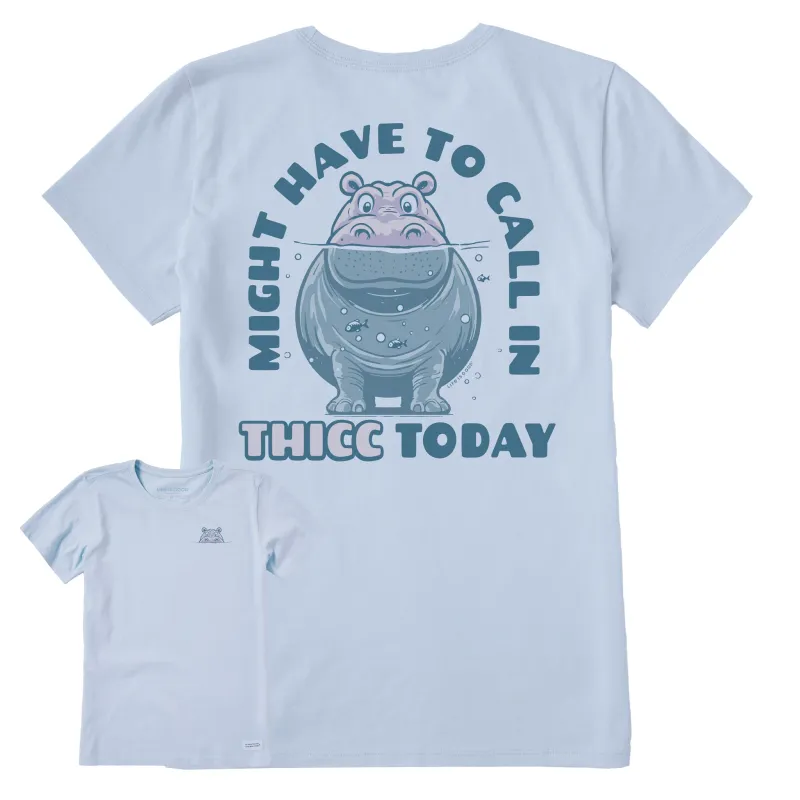 Women's Might Have to Call in Thicc Hippo Short Sleeve Crusher Tee sold by Life is Good