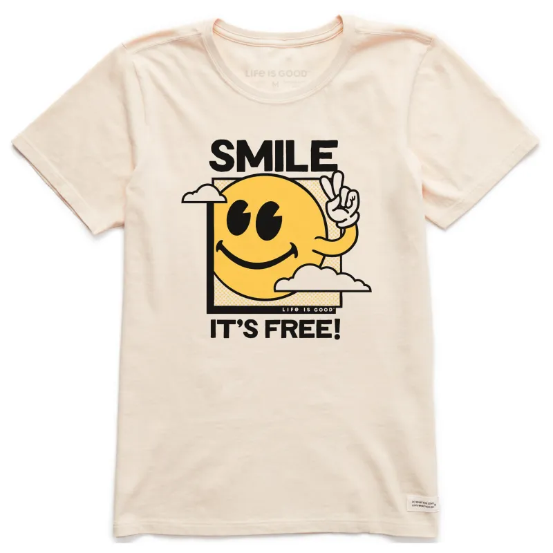 Women's Smile It's Free! Clouds Short Sleeve Crusher Tee sold by Life is Good