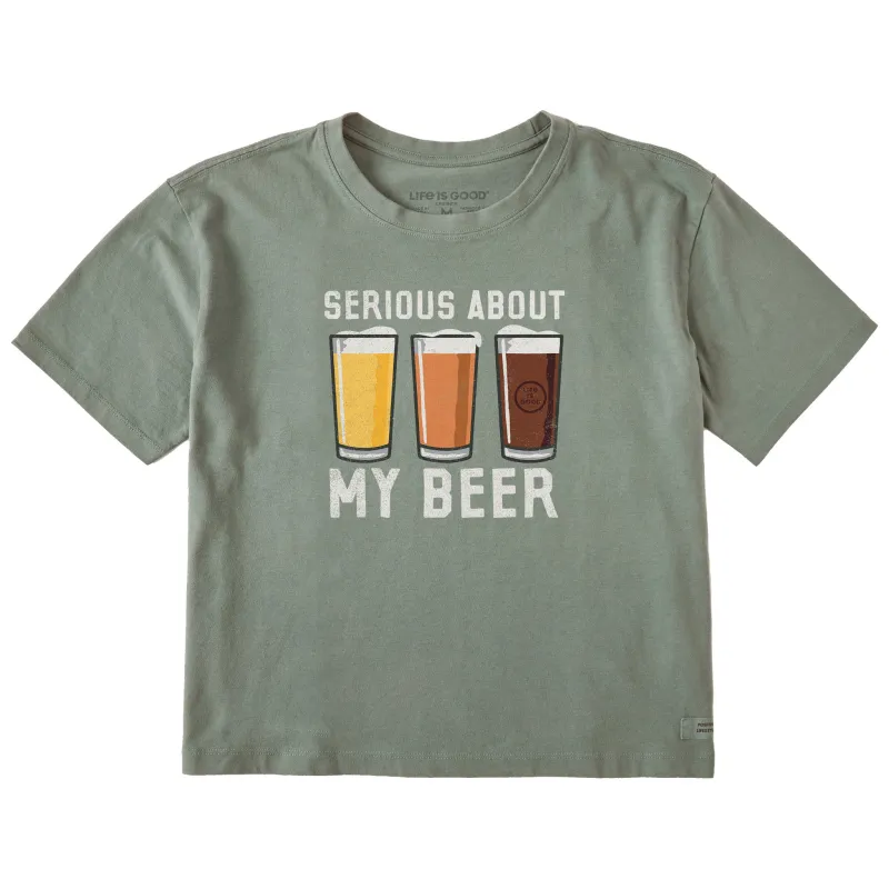 Women's Serious About My Beer Short Sleeve Crusher Boxy Tee sold by Life is Good