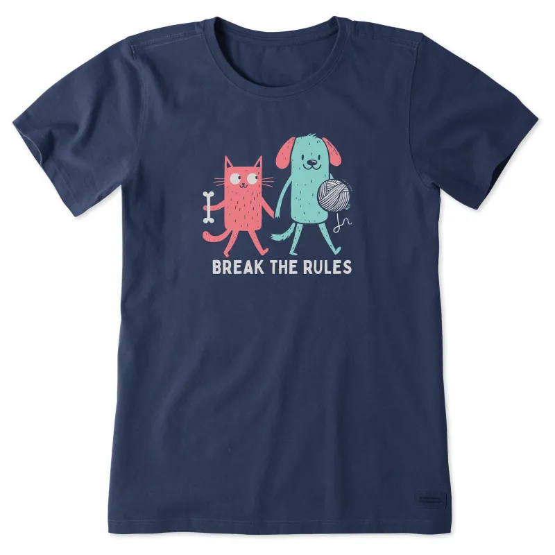 Women's Break the Rules Cat & Dog Short Sleeve Tee sold by Life is Good
