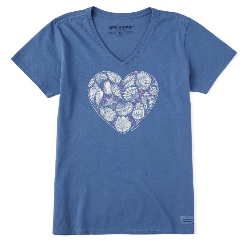 Women's Shell Heart Short Sleeve Vee sold by Life is Good
