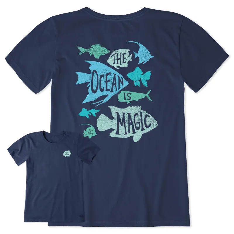 Women's Ocean is Magic Fish Short Sleeve Tee sold by Life is Good