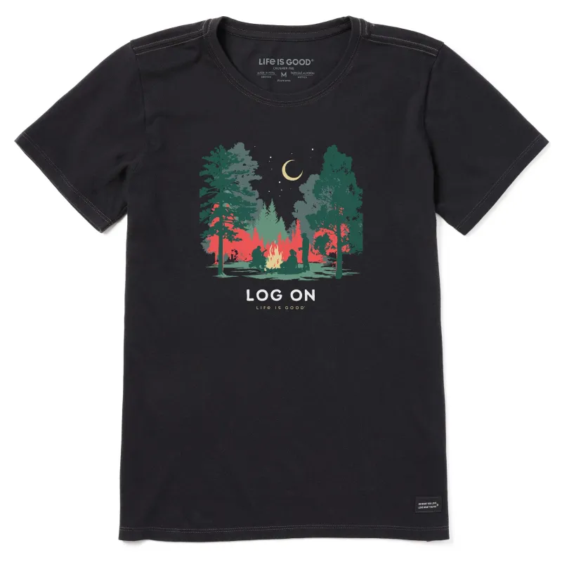 Women's Log On Campfire Short Sleeve Crusher Tee sold by Life is Good